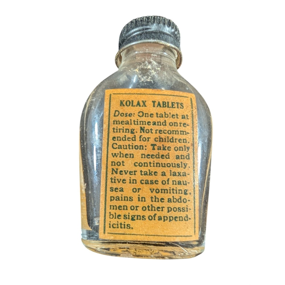 Vintage Kolax Tablets Glass Apothecary Bottle Harvey & Carey Buffalo NY Medicine